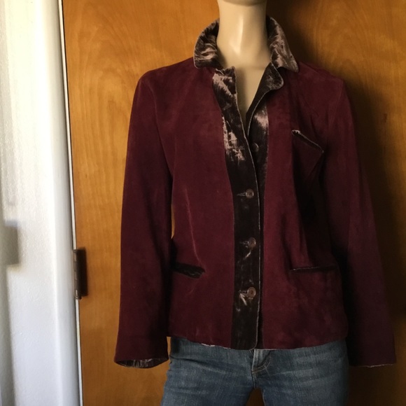 Vintage Maxfield Parrish Cranberry Suede jacket - Picture 3 of 6